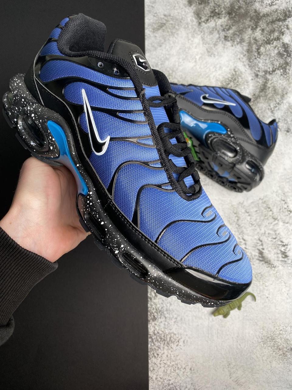 Спортивные мужские кроссовки очень легкие Nike Air Max TN Plus Blue синие с черным для парня найк аир макс - фото 6 - id-p2191200575