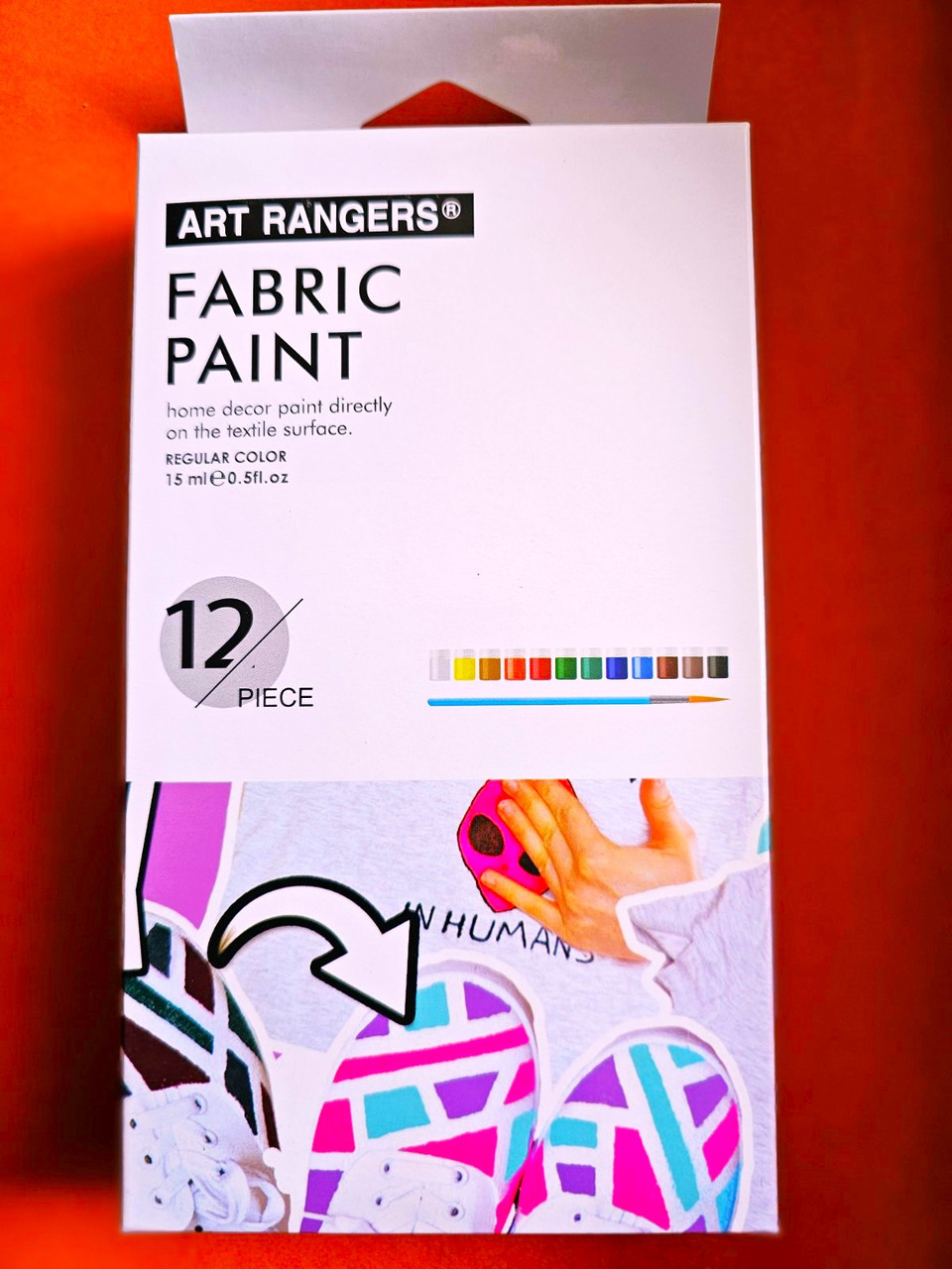 Набір акрилових фарб для розпису тканини 12 кольорів по 15 мл +2 пензлика , Art Rangers