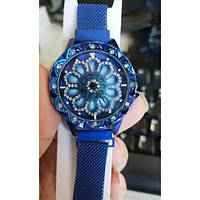 Годинник жіночий з каучуковим ремінцем Classic Diamonds Блакитний