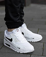 Чоловічі текстильні білі кросівки Nike Air Max 90 White з чорним логотипом найк аір макс Shoper