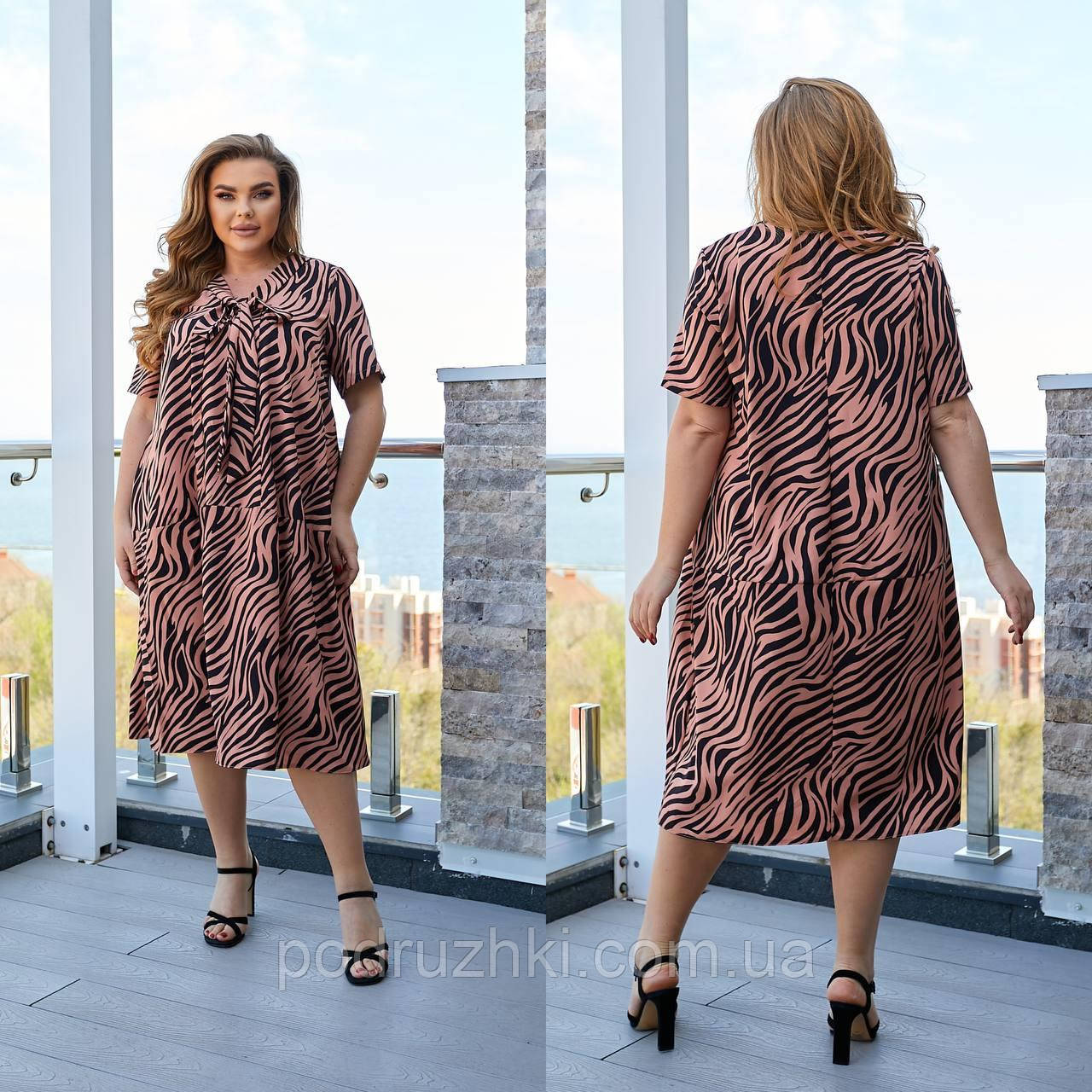 Жіноче літнє плаття вільного силуету Тканина софт Розміри 52-54,56-58,60-62,64-66, фото 1