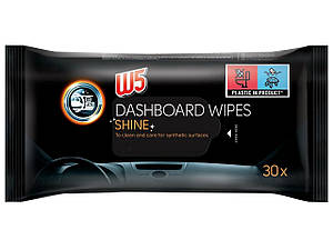 Вологі серветки для автомобільних панелей W5 Dashboard Wipes Shine 30шт