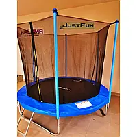 Батут Just Fun 244см (синий) с внутренней защитной сеткой и лесенкой