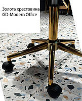 Крісло Jeff GD-Modern Office велюр кавовий B-1042, на золотій ніжці-хрестовині з колесами, фото 4