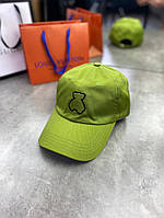 Зеленая кепка принт медвежонок gu525