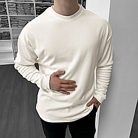 Кофта с длинными рукавами в Рубчик Молочная Мужской свитер белый Shoper Кофта з довгими рукавами в Рубчик