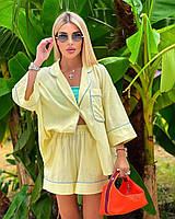 Стильний жіночий костюм лляний літній лимонний Новинка 2024