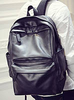 Місткий чорний чоловічий рюкзак еко шкіра з відділеннями Shoper