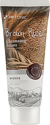 Пінка для вмивання з екстрактом коричневого рису 3W CLINIC Cleansing Foam Brown Rice