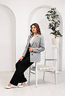 Пиджак удлиненный женский серый костюмная ткань удлинённая Актуаль 029, 52