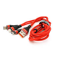 Кабель KSC-296 TUOYUAN charging data cable 3 in 1 Micro / Iphone / Type-C, длина 1м, Red, BOX o