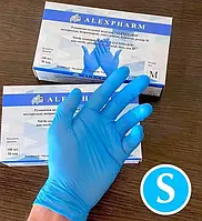 Рукавички нітрилові «ALEXPHARM», нестерильні, неприпудрені, текстуровані, колір: блакитні S