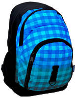 Вместительный рюкзак в клетку PASO 33L синий портфель Shoper Місткий рюкзак у клітину PASO 33L синій портфель