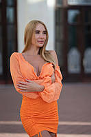 Шифоновое облегающее платье Lameia Оранжевое