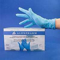 Рукавички нітрилові «ALEXPHARM», нестерильні, неприпудрені, текстуровані, колір: блакитні XL