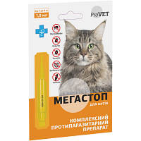 Краплі для тварин ProVET Мега Стоп від паразитів для кішок від 4 до 8 кг 1 мл 4823082417469 JLK