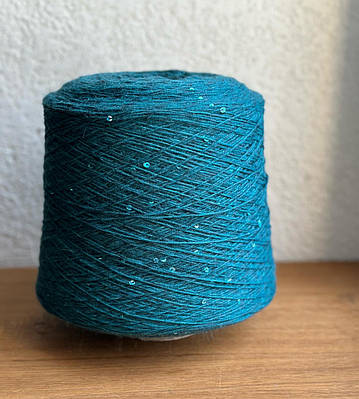 Італійська пряжа Ocean G&G Filati 340m 35 % ангора, 65% кардний меринос з паєткою зелена хвиля