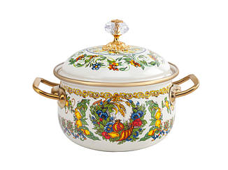 Каструля емальована "VITALY" Elmani з кришкою, 1,5 л, 14 см