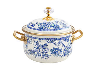 Каструля емальована "BUTTERFLY" Elmani з кришкою, 1,5 л, 14 см