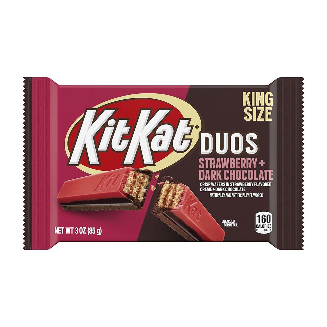 Шоколадний батончик KIT KAT DUOS Chocolate Strawberry Creme Wafer King Size, 85г, фото 1
