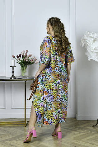 Кольорове широке літнє плаття у великому розмірі для пишних дам, фото 2