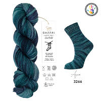 Нитки пряжа для в'язання шкарпеткова напіввовна 75/25 HAPPY FEET GAZZAL Хеппі Фіт № 3266