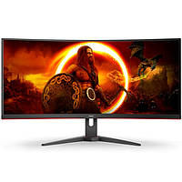 Монітор 34" AOC CU34G2XE, WQHD, VA, 144Гц, 1мс, вигнутий, DP, HDMI, колонки, чорний з червоним