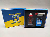 Запальничка бензинова в подарунковій коробці Star Lighter "Доброго вечора Ми з України" blue