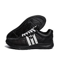 Шкіряні літні кросівки перфорація Adidas колір чорний, білий