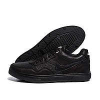 Шкіряні літні кросівки перфорація Nike чорні