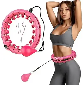 Обруч Hula Hoop 8767 з 24 знімними секціями з обтяжувачем Рожевий YU227, фото 3