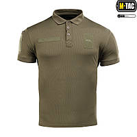 Футболка поло потовідвідна M-TAC ELITE TACTICAL COOLMAX Olive,тактична футболка олива з наклейками для військових