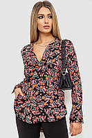 Блуза с цветочным принтом с рукавом, цвет черный, 244R075