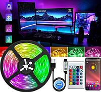 Светодиодная USB, Bluetooth LED лента RGB 5050 влагостойкая с пультом 5 метров PRO_295