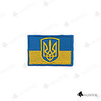 Прапорець України з тризубом (7,5х5см) липучка Жовто-блакитний