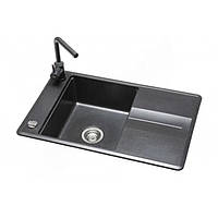 Гранитная мойка Aquasanita BELLA SQB-101AW-601 BLACK METALLIC 500x780