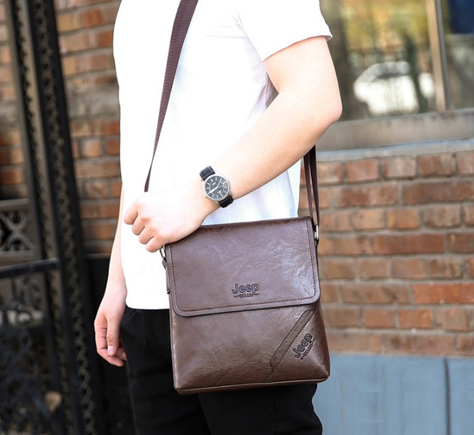 Мужская сумка планшет Jeep через плечо, барсетка сумка-планшет для мужчин эко кожа PRO_649 - фото 8 - id-p2191310558