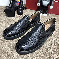 Лоферы Christian Louboutin Pik Boat Python Black