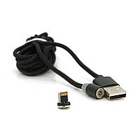 Магнитный кабель PiPo USB 2.0/Lighting, 2m, 2А, тканевая оплетка, бронированный, съемник, Black, BOX d