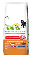 Сухой безглютеновый корм для собак средних и крупных пород NATURAL TRAINER DOG SENSITIVE с крольчатиной, 12 кг