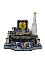 Патриотический подарок подставка для алкоголя с часами и танком Леопард 2A6 mus