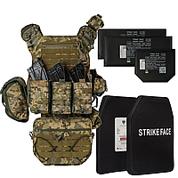 Бронежилет 6 класу ДСТУ 2,7 кг Піксель у повній комплектації + Бронепакети 2 класу ДСТУ + 11 підсумків