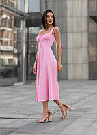 Ніжна довга жіноча розова Сукня Staff barbi стаф Shoper