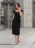 Платье Staff black длинное черное для женщины праздничное платье стаф Shoper Сукня Staff black довга чорна для
