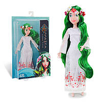 Колекційна лялька з мультфільму Лісова пісня лялька Мавка в білій сукні з зеленим волоссям.