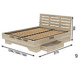 Ліжко двоспальне ЛД-04 з ящиками для зберігання, 120, 140, 160 см., фото 4