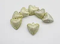 Металлические сердца-погремушки, фурнитура для украшения одежды и сувениров золотого цвета 35 мм