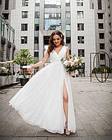 Модное белое шифоновое платье | Белое макси-платье | Потрясающее платье с открытой спиной (S/M, M/L)