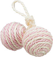 Игрушка для кошек Trixie Мячи с погремушкой на верёвке d=4,5 см (сизаль, в цветовом ассортименте) o