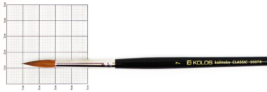 Пензель колонок круглий Kolos Classic 3007R №7 коротка ручка (4230070R07)